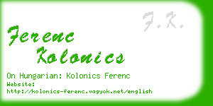 ferenc kolonics business card